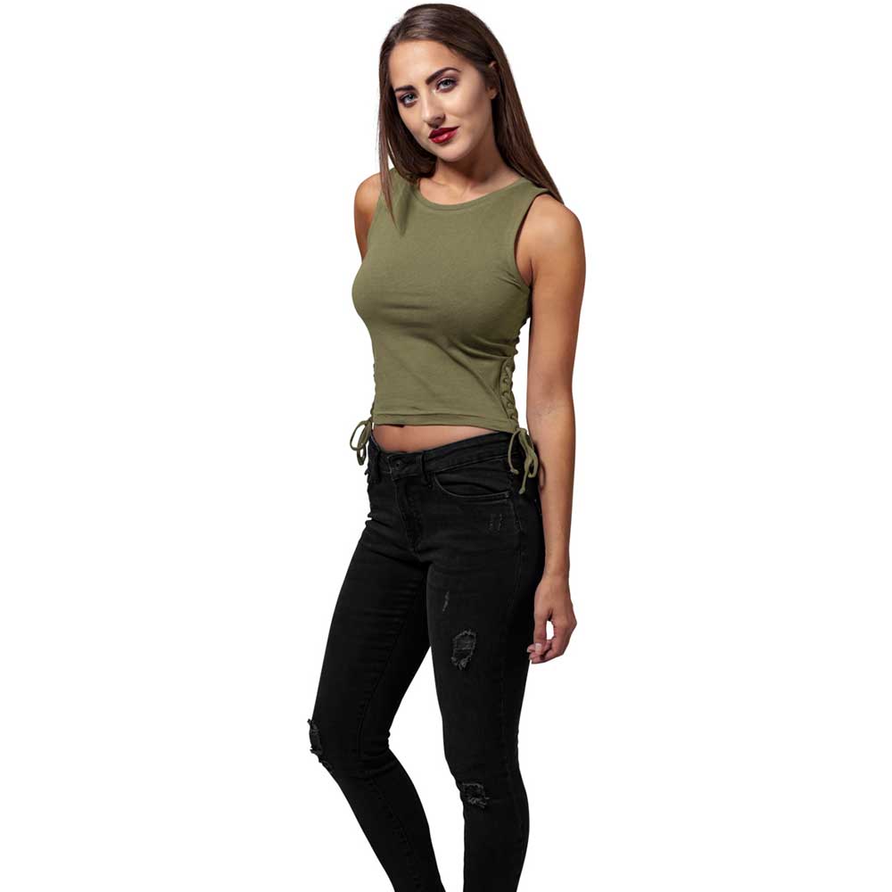 Urban Classics - Lace Up Crop top - Vert